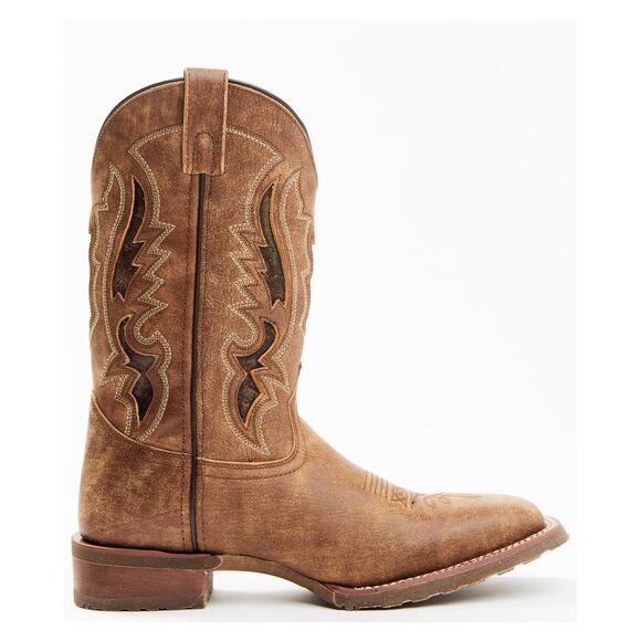 NEW Laredo Distressed Leather Western Boots Tan Broad Square Toe Cowboy Ranch 12 main image 12